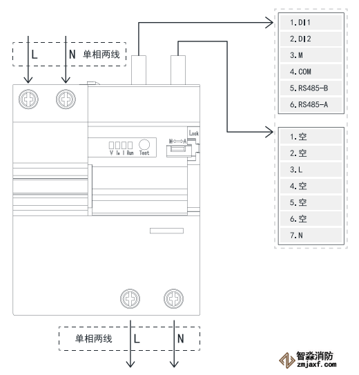 TY-610-2P智慧空開產品接線示意圖