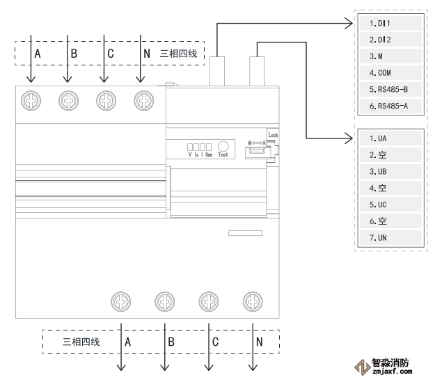 TY-610-4P智慧空開產品接線示意圖